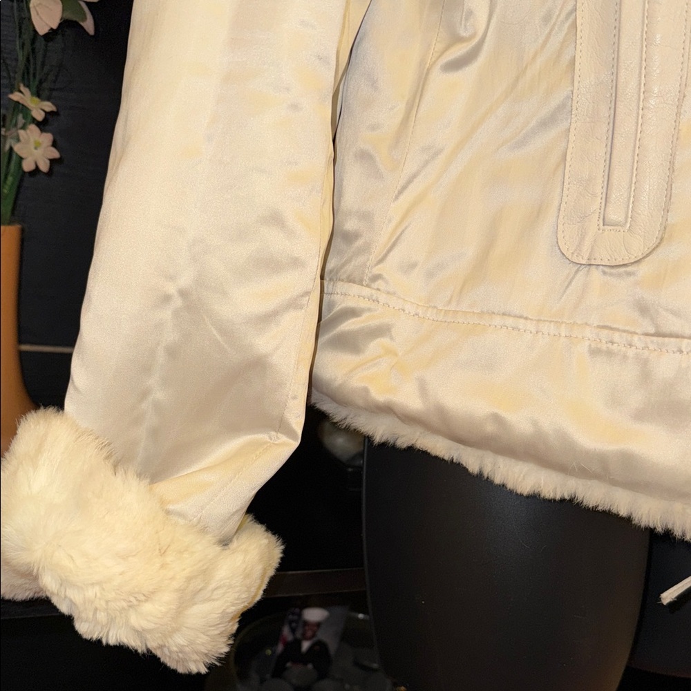Neiman Marcus Vintage Reversible Cream Rabbit & Satin Fur Jacket
